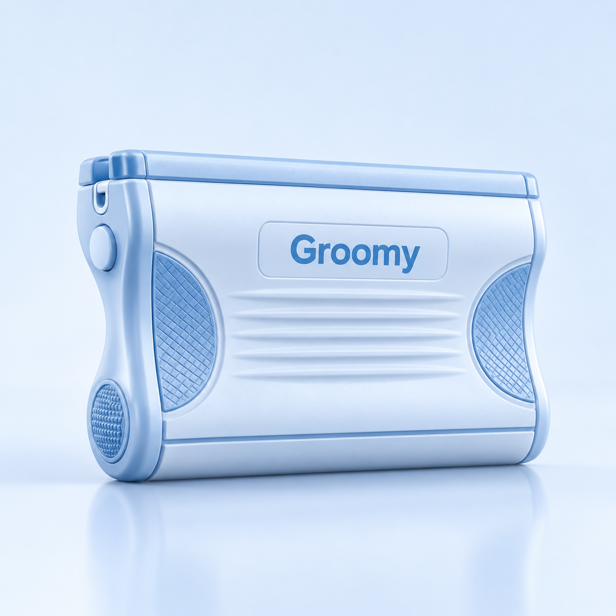 Groomy modular grooming handle in frosted Editorial Blue.